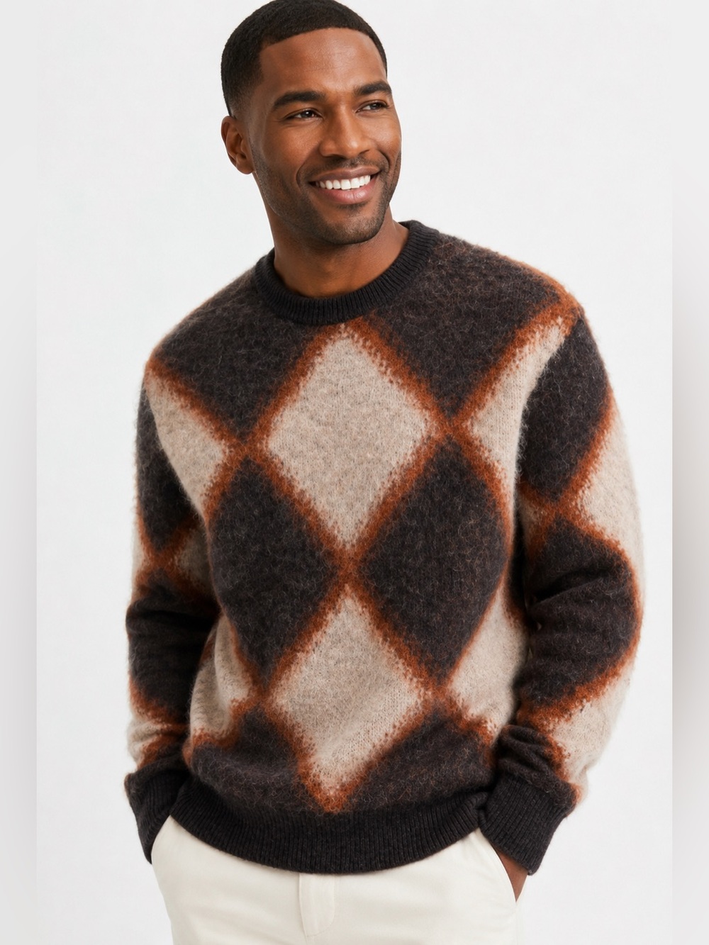AllSaints Viper Jacquard Wool Crewneck Sweater M Fall Hues - Picture 1 of 13